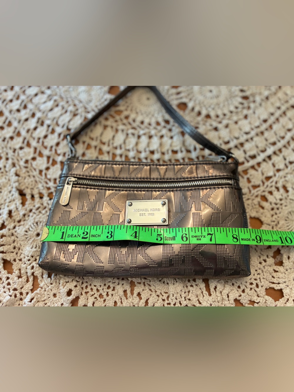 Michael Kors Jet Set Metallic Pewter MK Logo Mini Wristlet - Picture 8 of 14